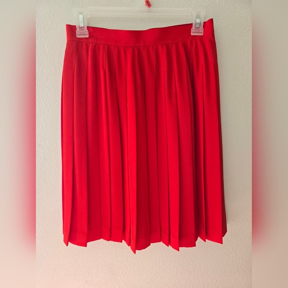 Liz Claiborne Red Pleated Midi Skirt Night Out - Picture 1 of 11